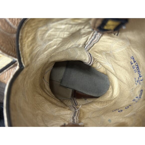 Dan Post Cowboy Boots Mens Size 10D Tan Leather Western Classic Made USA 90s - Picture 14 of 15
